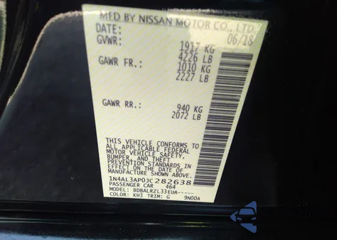 2018 Nissan Altima 2.5 Sl z USA, uszkodzony, nr VIN 1N4AL3AP0JC282638